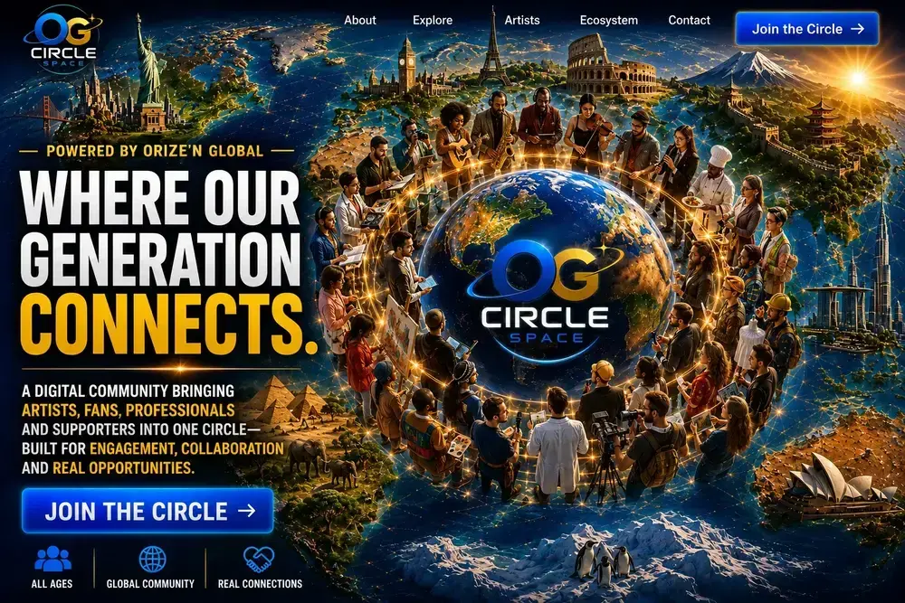 OG Circle global community concept showing artists, professionals and supporters