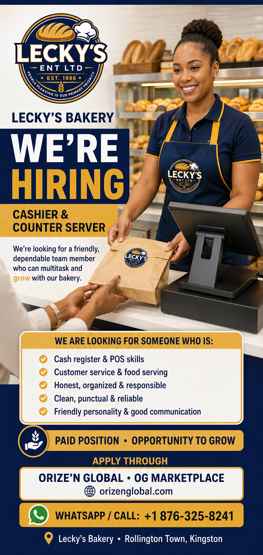 Lecky’s Bakery hiring a Cashier and Counter Server